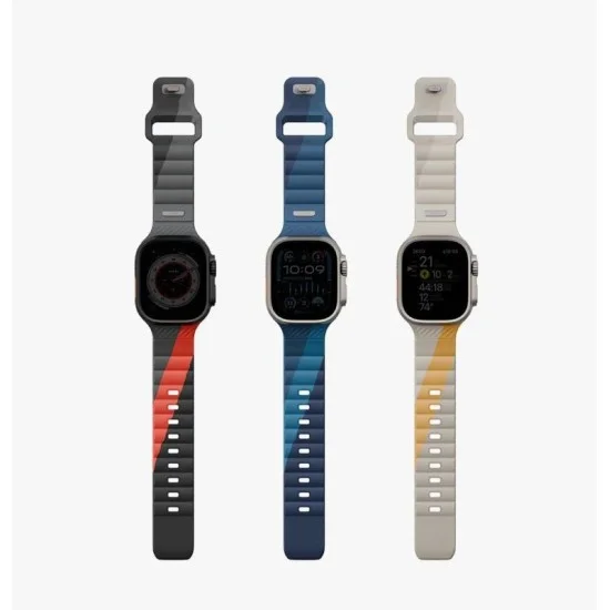 Uniq Stride De Fkm Rubber Apple Watch Strap 49/46/45/44Mm - Charcoal (Charcoal/Rosso Red)